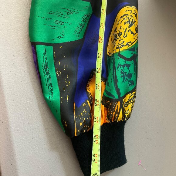 VTG Monaliza High Fashion Large Picasso Satin Jacket Abstract Art All Over Print - Picture 13 of 15